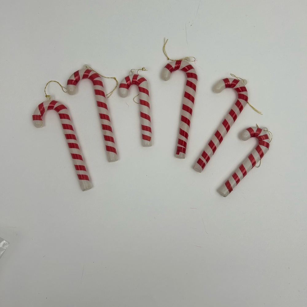 Mini Mid Century Modern Candy Cane Xmas Tee Ornaments VTG